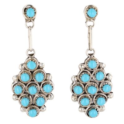 Davis Kaamasee Zuni Sterling Kingman Turquoise Stud Dangle Earrings 9g