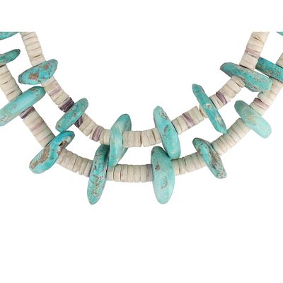Vintage Santo Domingo Turquoise Heishi Shell Necklace 198g