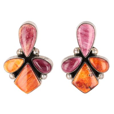 Paul Livingston Navajo Sterling Spiny Oyster Stud Earrings 14g
