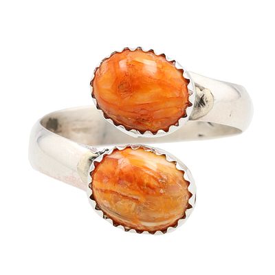Martha Martinez Navajo Sterling Spiny Oyster Adjustable Ring Sz 10.5, 4g