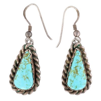 Lolita Platero Navajo Sterling Turquoise Earrings. Lolita Platero Navajo Sterling Turquoise Hook 