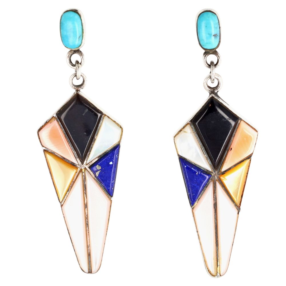 Lot 270: Vintage Navajo Sterling Multi-Stone Earrings