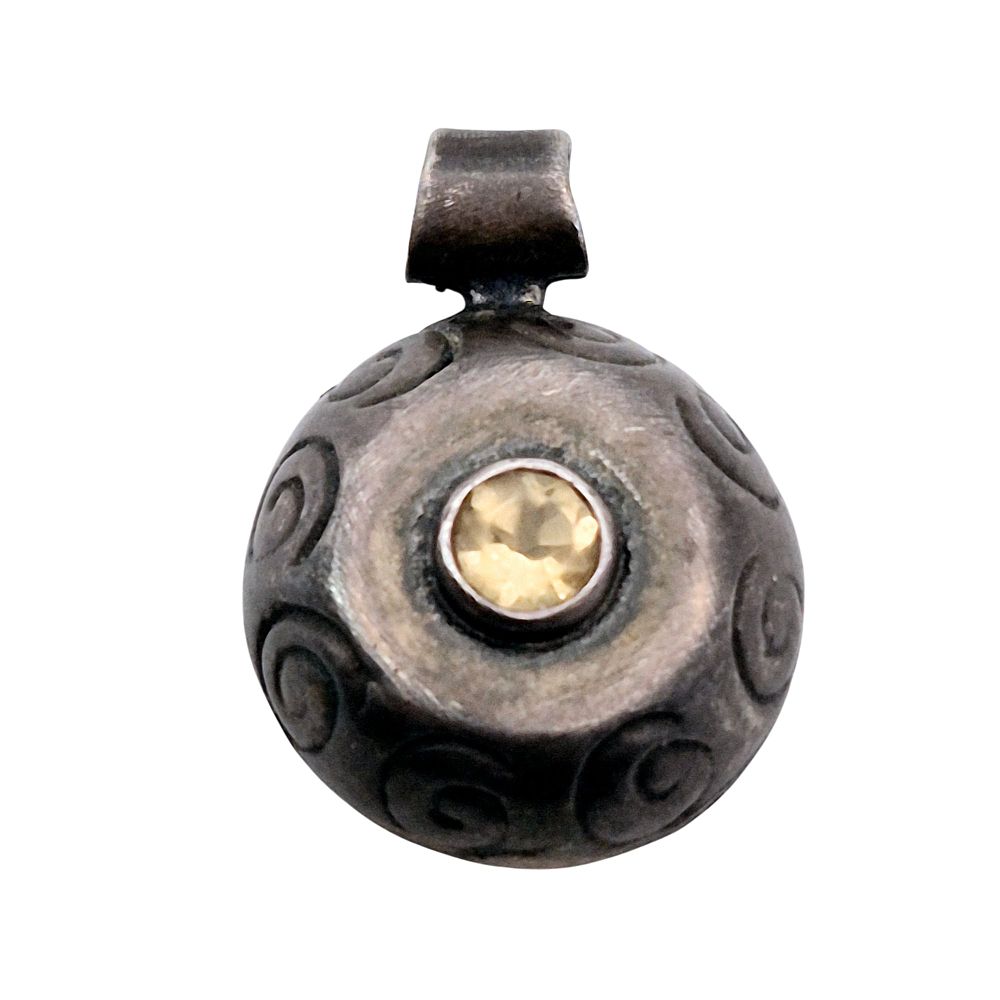 Lot 154: Sterling Citrine Swirl Detail Pendant