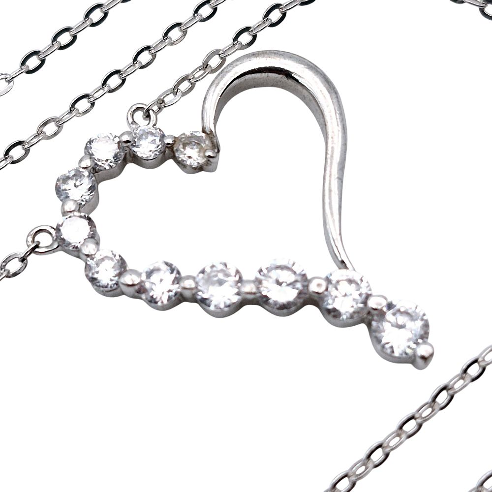 Lot 155: Sterling Heart Cable Chain Necklace