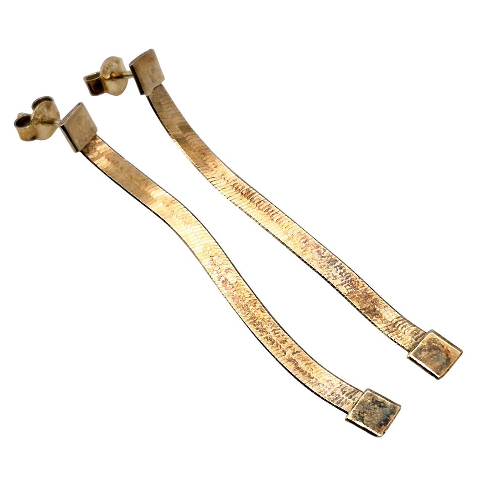 Lot 182: Sterling Herringbone Chain Drop Stud Earrings