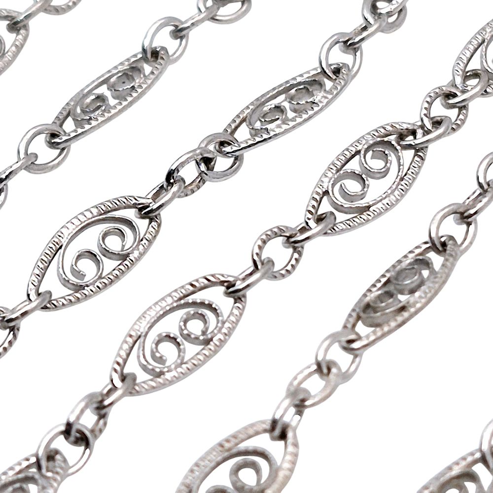 Lot 186: Sterling Filigree Link Chain Necklace