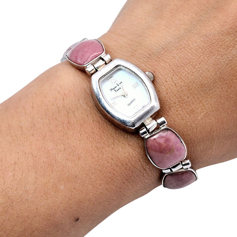 Lot 188: Main Line Time S480 Sterling Rhodonite Stainless Steel Wrist Watch