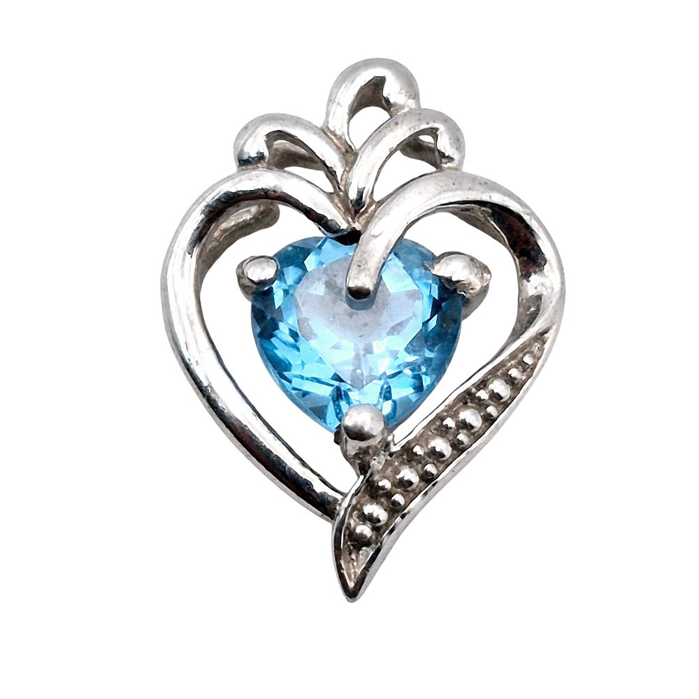Lot 192: Sterling Topaz Heart Pendant