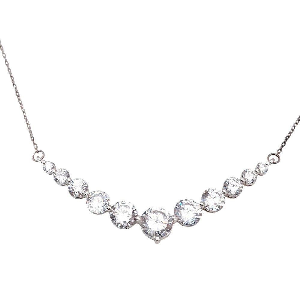 Lot 195: SU Sterling Cubic Zirconia Bar Cable Chain Necklace