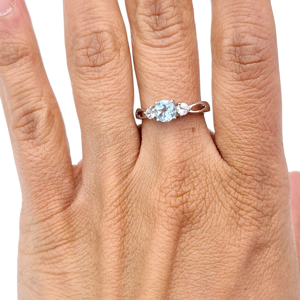 Lot 197: Ross Simons Sterling Topaz Three Stone Ring Size 7.5