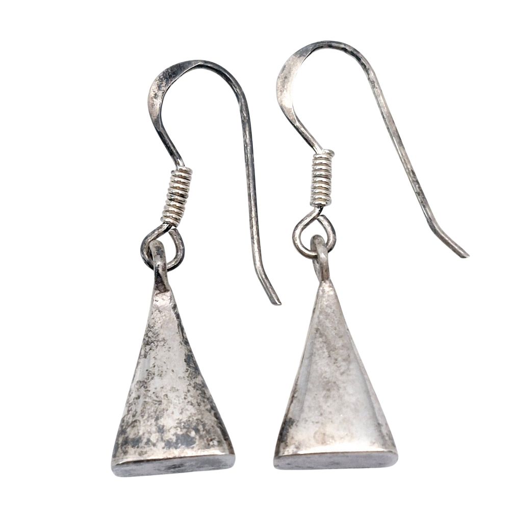 Lot 199: Sterling Puffy Pyramid Dangle Earrings