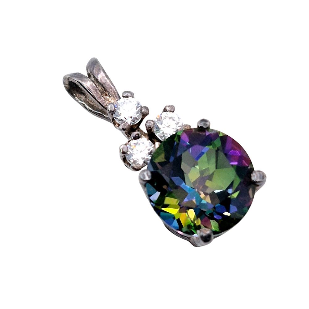 Lot 200: Sterling Mystic Topaz Pendant