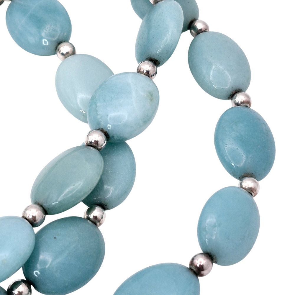 Lot 303: Sterling Amazonite Beaded Chain Necklace