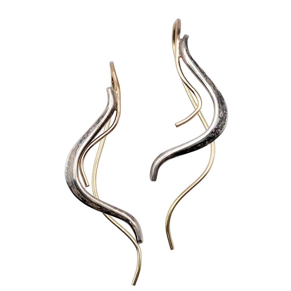 Lot 315: GPJ Sterling Swirl Drop Threader Earrings
