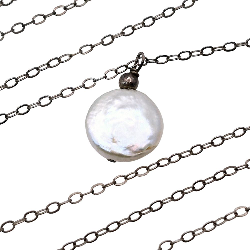 Lot 316: NC Sterling Mother Of Pearl Cable Chain Necklace