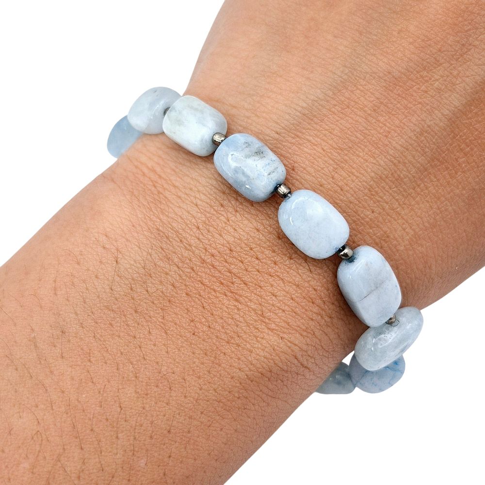 Lot 319: Sterling Aquamarine Toggle Clasp Bracelet
