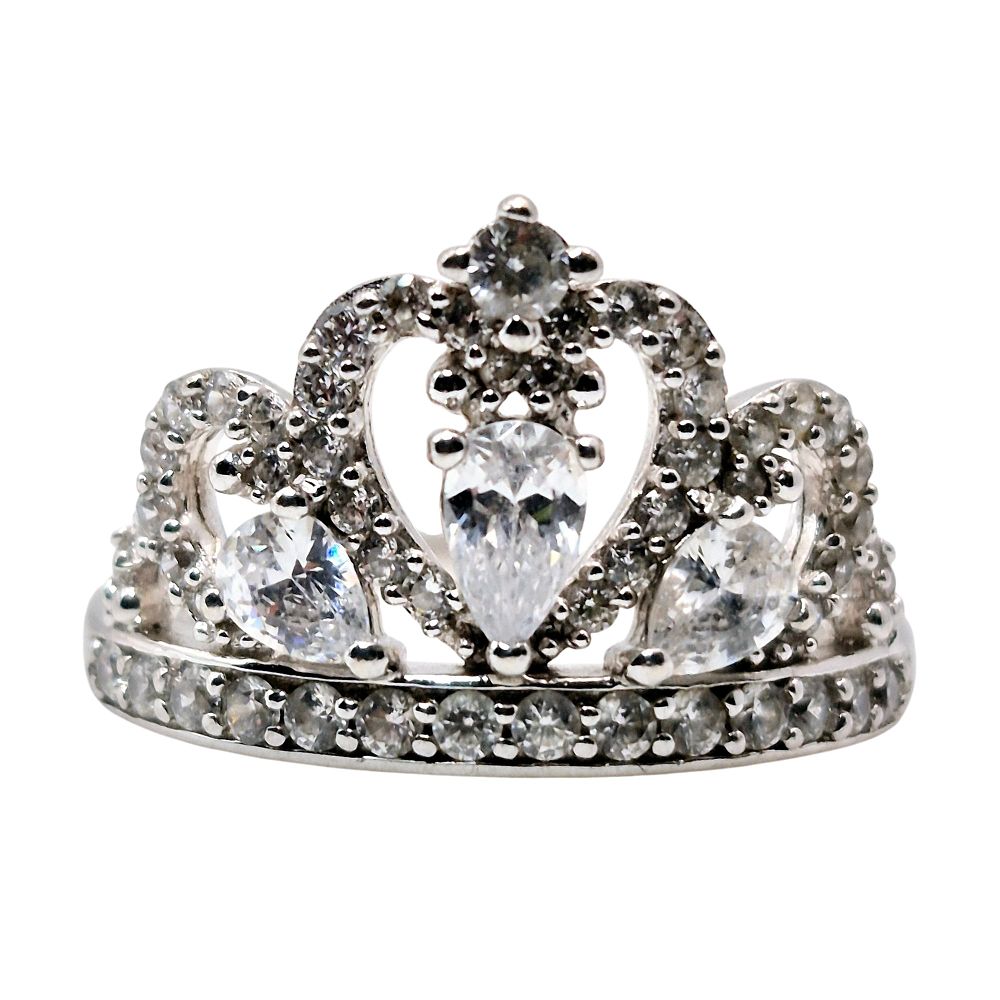 Lot 324: RL Sterling Cubic Zirconia Crown Ring Size 7