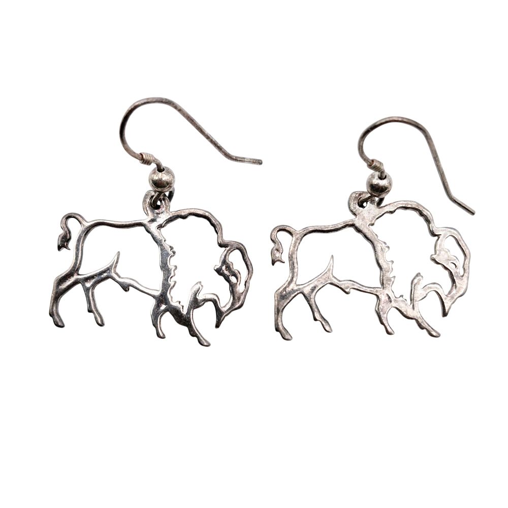 Lot 361: Sterling Southwest Cutout Buffalo Dangle Earrings