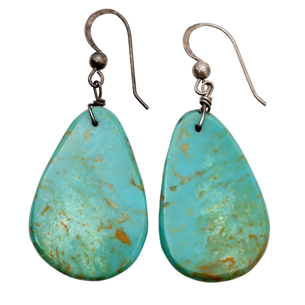 Lot 364: Sterling Turquoise Southwest Teardrop Dangle Earrings