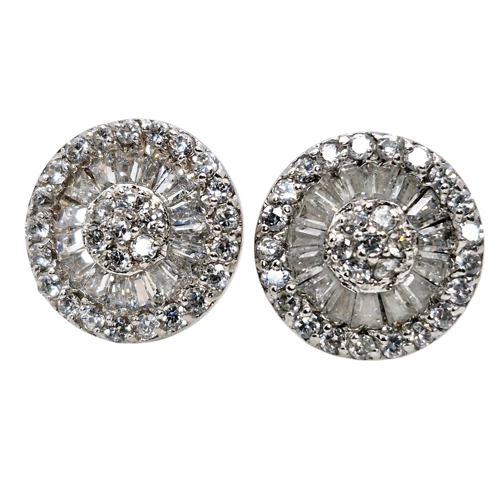 Lot 374: TA Sterling Rhinestone Halo Stud Earrings
