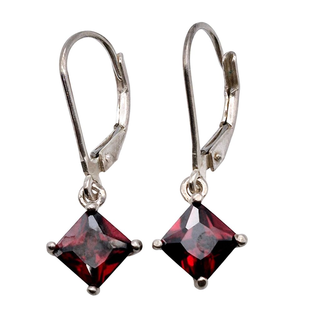 Lot 376: Sterling Rhinestone Square Dangle Earrings