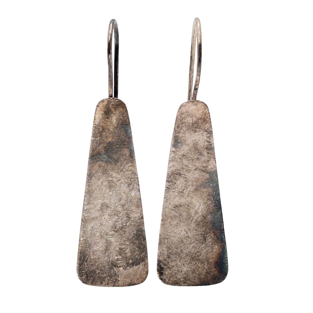 Lot 379: Sterling Hammered Geometric Drop Earrings