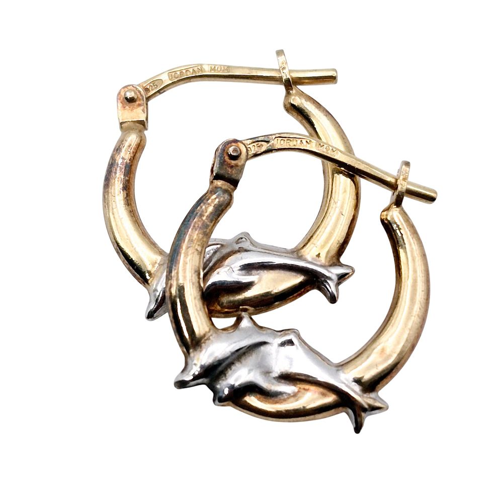 Lot 383: Mom Jordan Sterling Dolphin Hoop Earrings