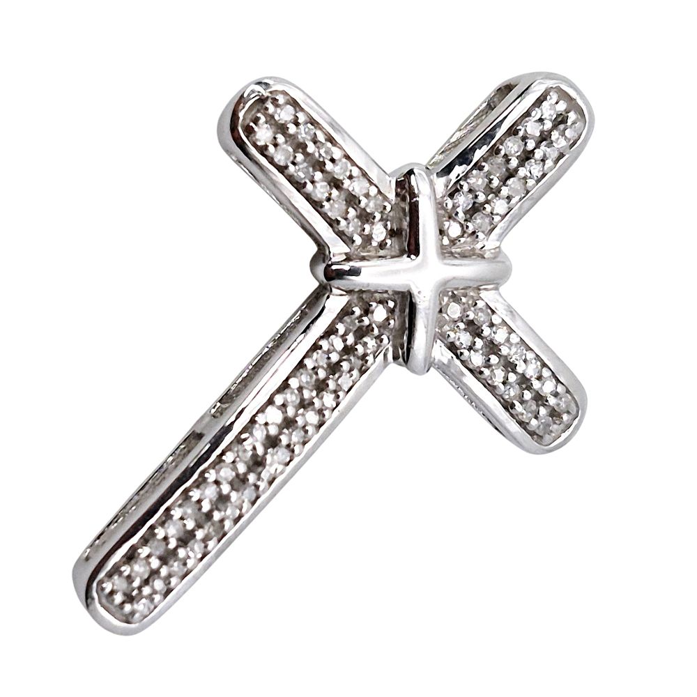Lot 390: JTW Sterling Diamond Accent Cross Pendant