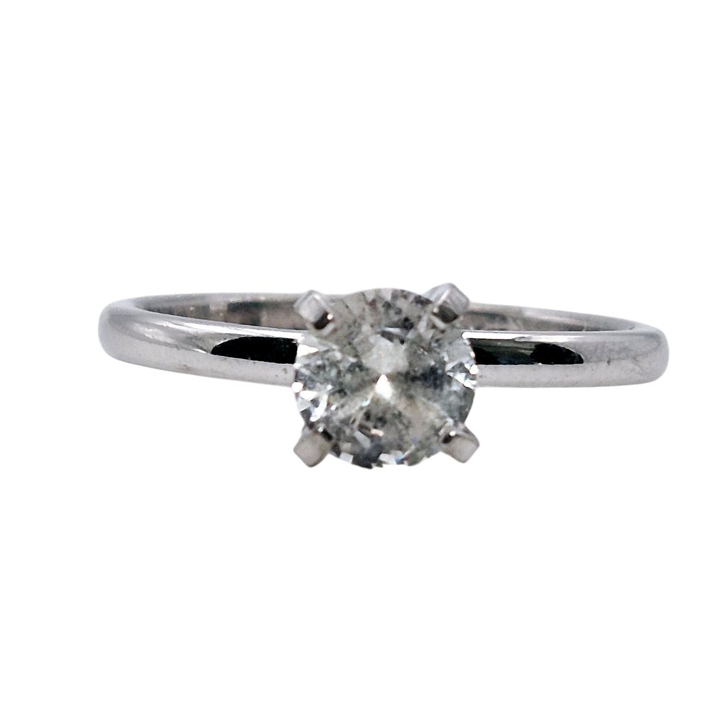Lot 393: Sterling Clear Gemstone Solitaire Ring Size 5