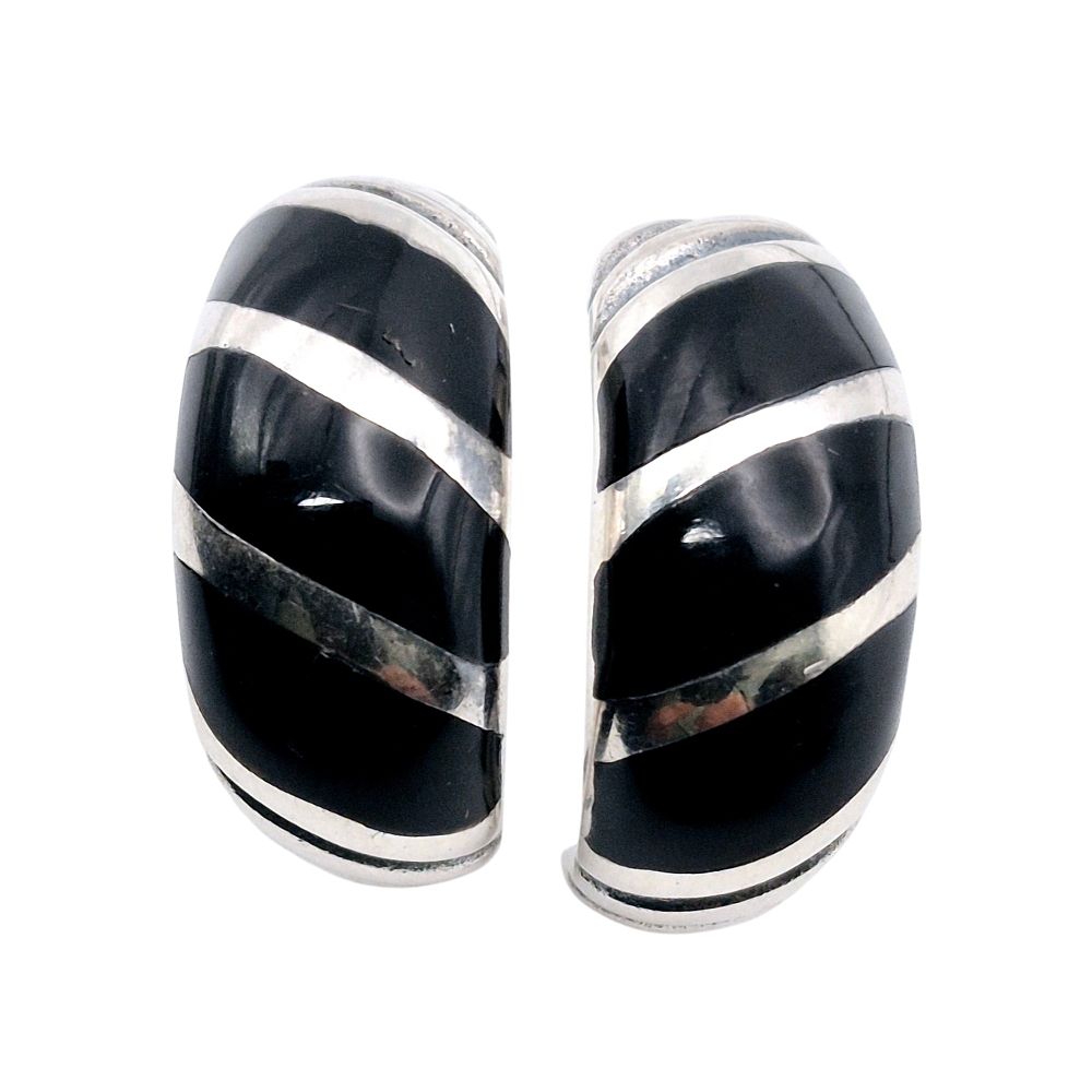 Lot 395: SE Sterling Striped C-hoop Earrings