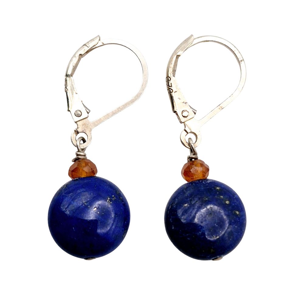 Lot 398: Sterling Lapis Lazuli Dangle Earrings