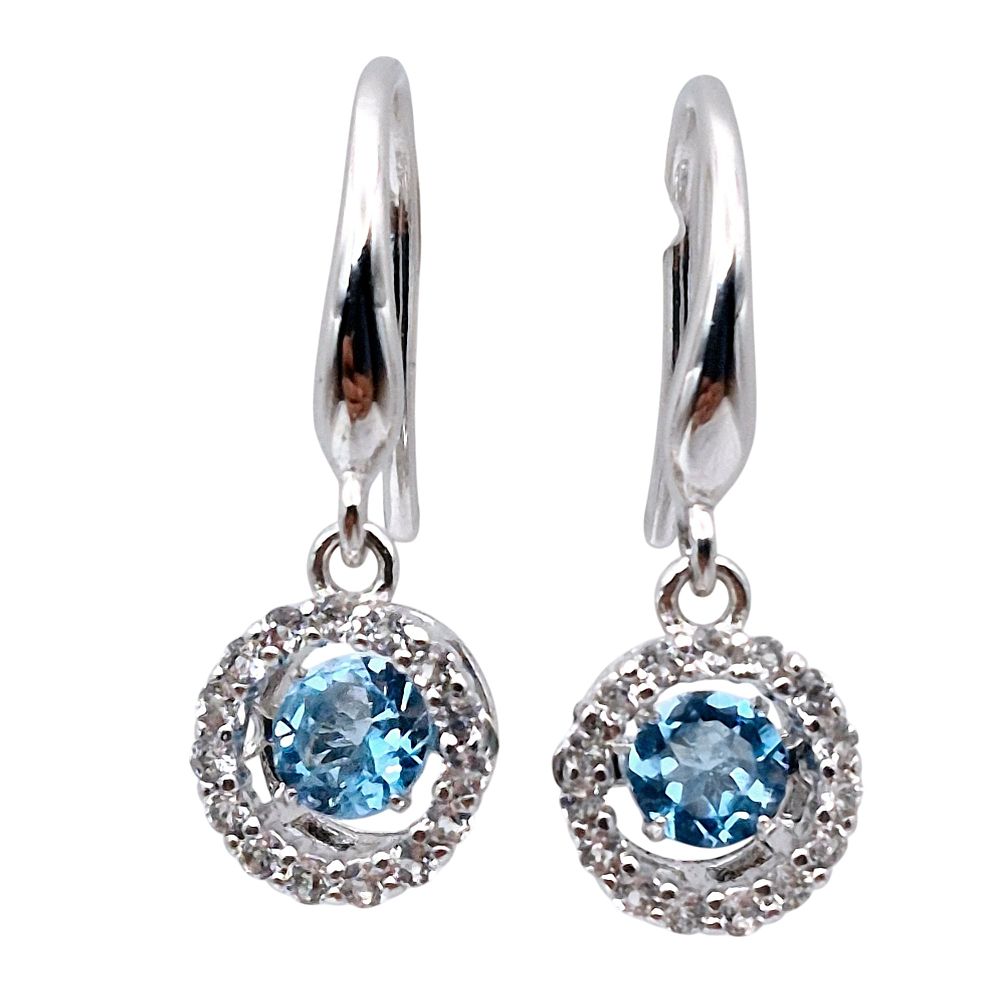 Lot 401: Signed Sterling Topaz Drop Earrings