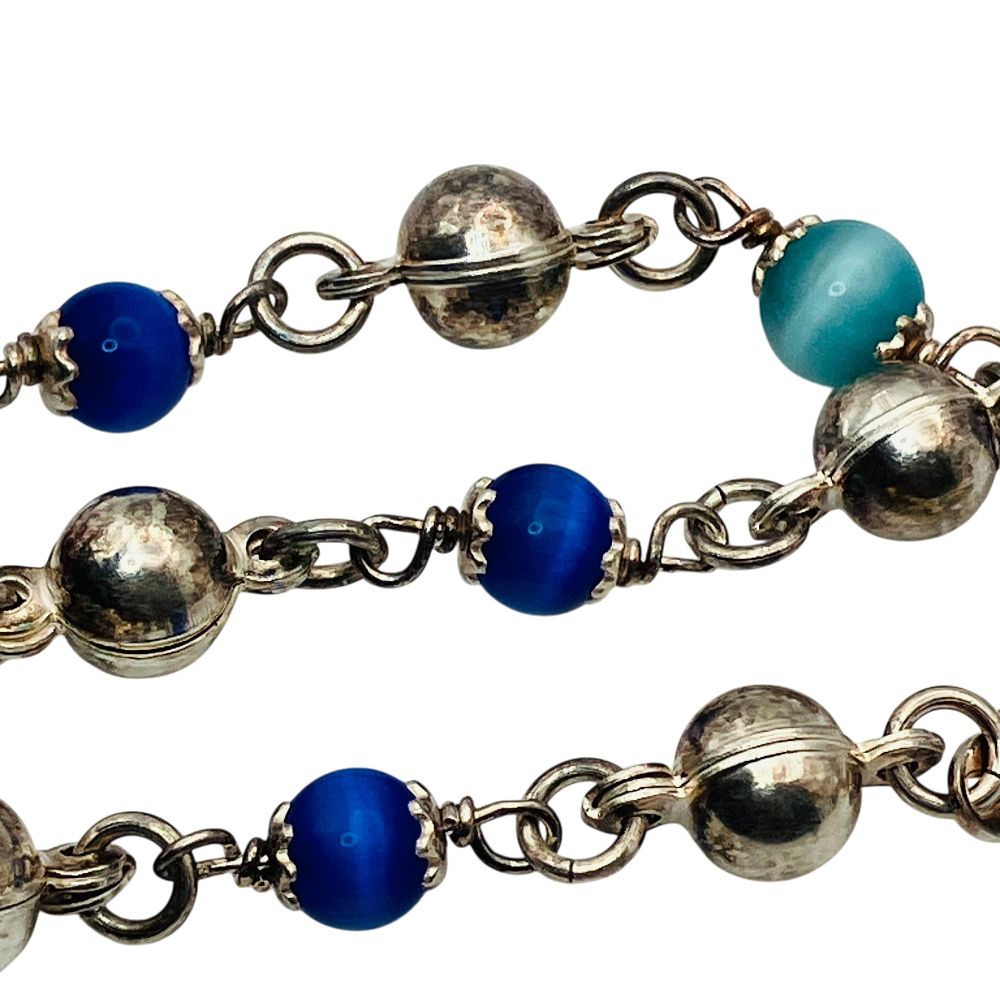 Lot 553: Italy Blue Stone Sterling Bracelet