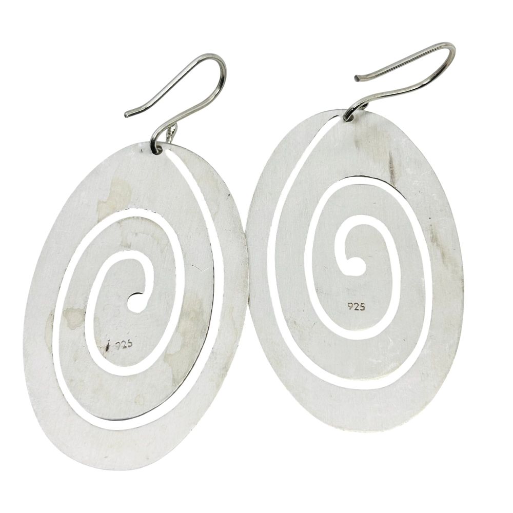 Lot 559: Sterling Swirl Round Hook Dangle Earrings