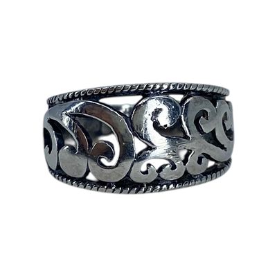 Sterling Scroll Cigar Band 5.4g Sz 5.5 Engraved 925