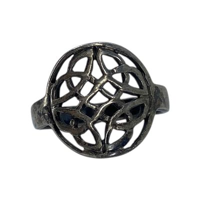 Sterling Celtic Knot Cut Out Ring Sz 5.75 3g Engraved 925
