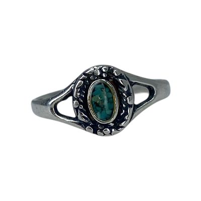 Carolyn Pollack Relios Sterling Crushed Turquoise Adjustable Ring Sz 3.75 1.22g Engraved with 