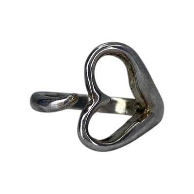 Sterling Heart Cut Out Adjustable Ring Sz 6.5 4.32g Engraved 925