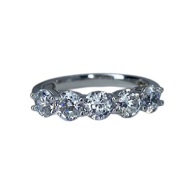 Signed Sterling 5 Round CZ Ring Sz 5 2.1g Engraved SW 925 CZ China