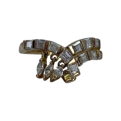 Ross Simons Gold Over Sterling Multi Cut CZ Dangle Cocktail Ring Sz 10 4g. Ross Simons Gold Over 