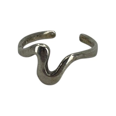 Sterling Squiggle Adjustable Ring Sz 3.25 1.1g, partial 925 engraved