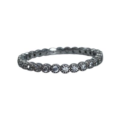 Sterling Round Cut Rhinestone Infinity Band Sz 9 2g, Engraved 925