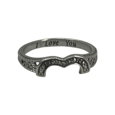 Sterling Diamond Set Contour Filigree Band Sz 6 2g. Sterling 2 Diamond Set Contour Filigree Band 