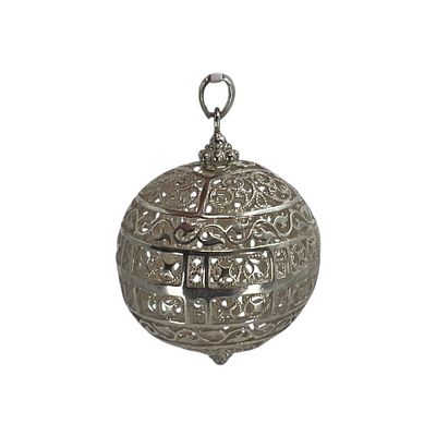 Singed Sterling Ornate Cut Out Ball Pendant 17g, Engraved with Menorah? And 925