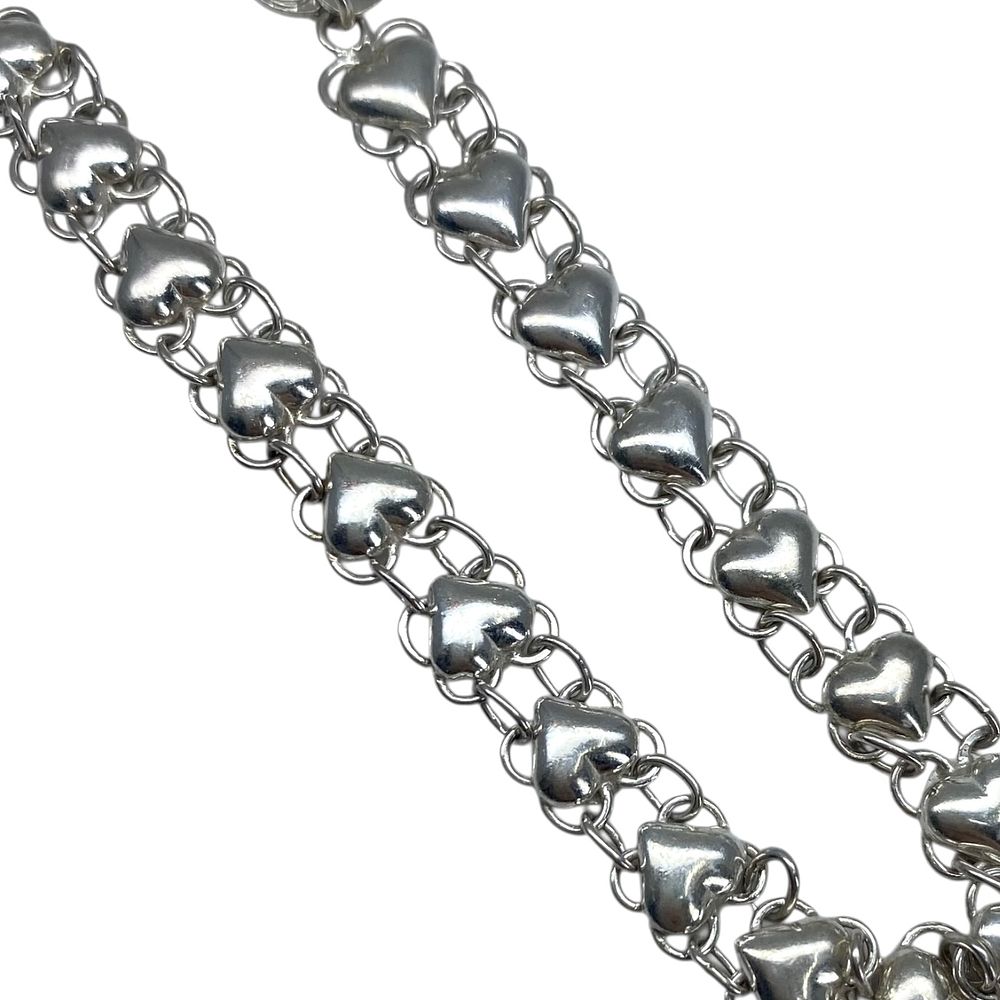 Lot 160: Sterling Heart Tennis Bracelet 6.75in 7g