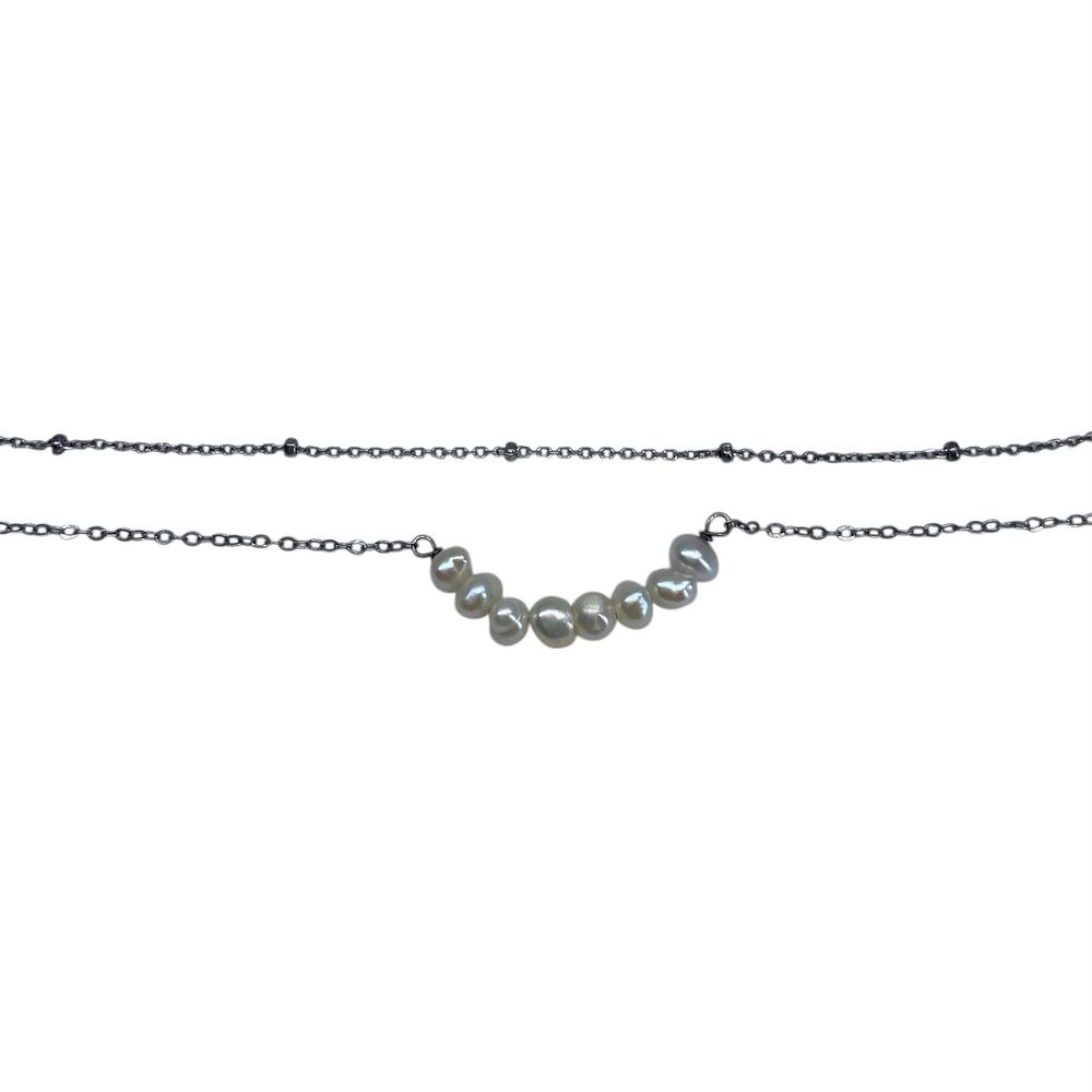 Lot 168: Signed Sterling Multi Chain Pearl Bracelet 10in 2g