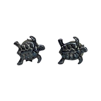Sterling Turtle Stud Earrings 1g Engraved 925