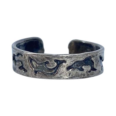 Sterling Adjustable Dolphin Toe Ring 1.1g sz 3