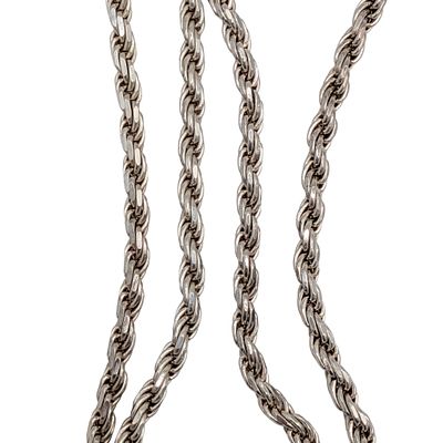 Milor Italian Sterling Silver 4mm Rope Chain Necklace. 22in Length. Signed Milor 925 Made in 