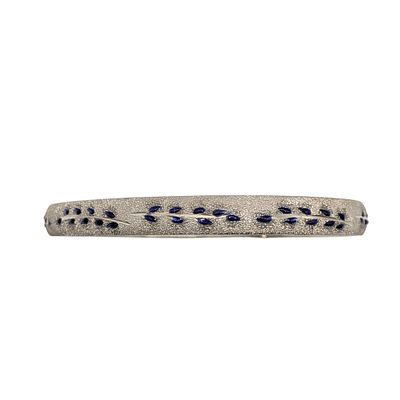 Signed Sterling Silver Blue Enamel Bangle Clasp Bracelet. Signed Sterling Silver 8mm Micro 